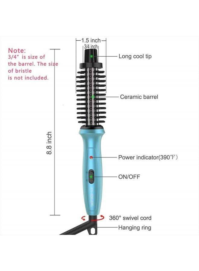 PHOEBE مكواة تجعيد صغيرة فويبي 3/4 بوصة ذات جهد مزدوج مع فرشاة سيراميك تورمالين أيوني ساخن مع حقيبة سفر لأوروبا، احترافية، للسفر للشعر القصير - Image 2