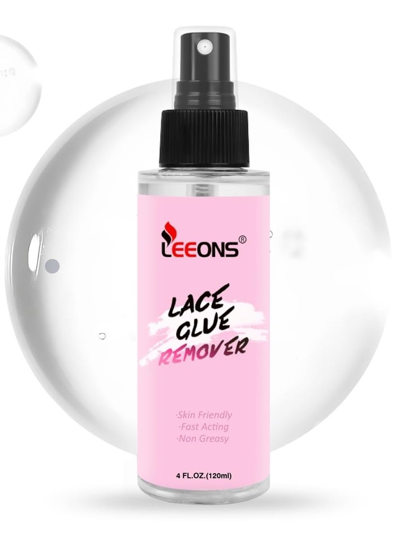 LEEONS 4OZ/120ml Lace Wig, Hair Extensions & Adhesive Tape Remover Spray - Fast-Acting, Gentle, Non-Greasy Formula for Easy Cleaning of Double-Sided Adhesives  - Image 1