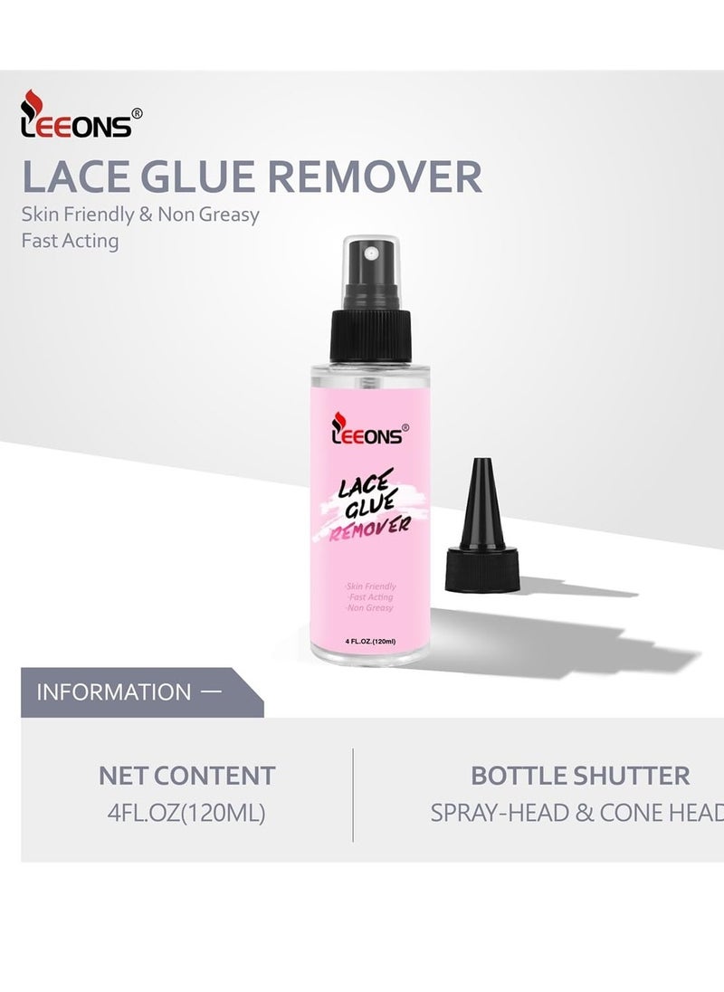 LEEONS - 4OZ/120ml Lace Wig, Hair Extensions & Adhesive Tape Remover Spray - Fast-Acting, Gentle, Non-Greasy Formula for Easy Cleaning of Double-Sided Adhesives - Image 1