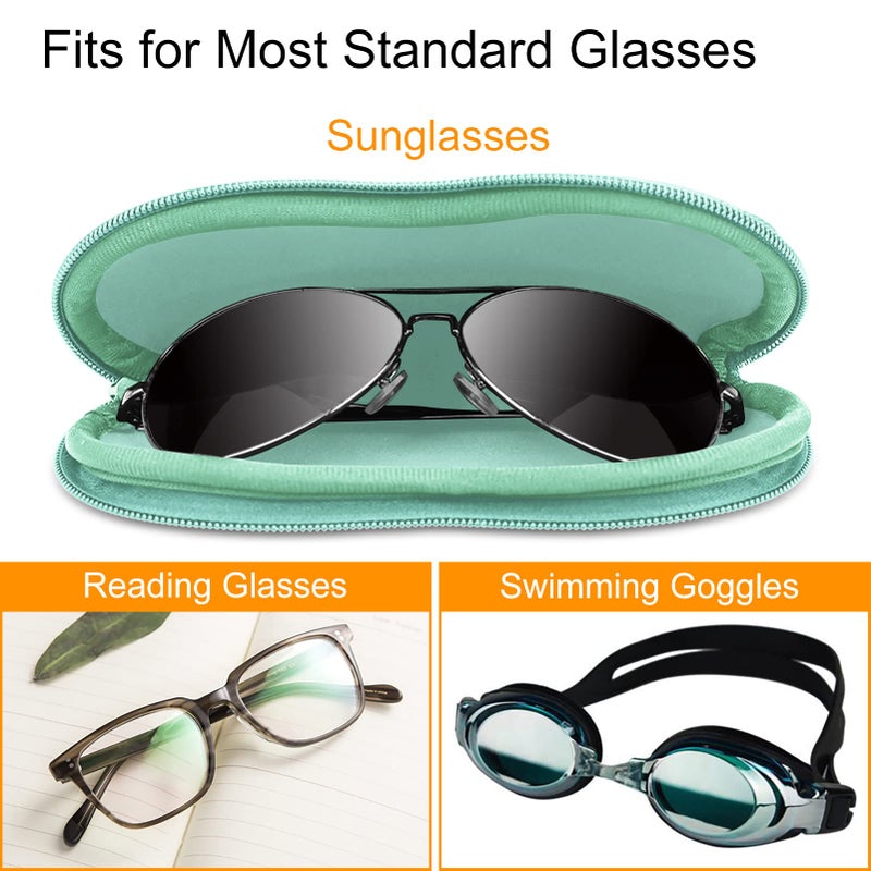 Fintie Fintie Glasses Case with Carabiner, Ultra Light Portable Neoprene Zipper Sunglasses Soft Case, Emerald Marble  - Image 4