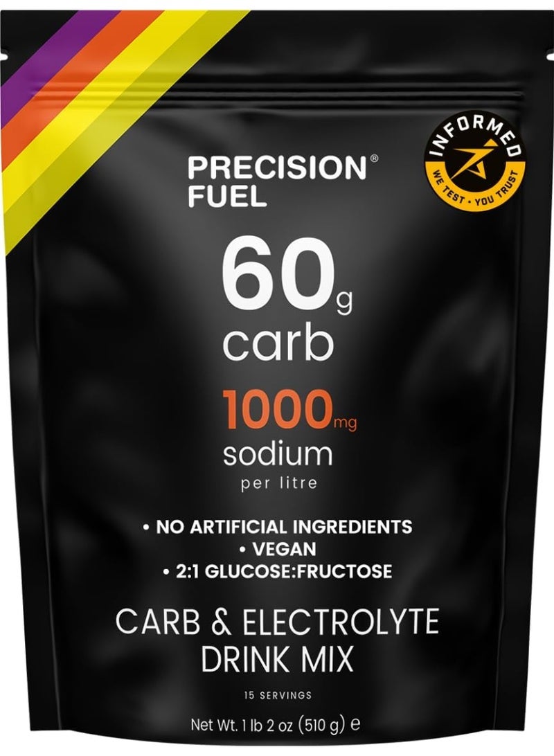 Precision Hydration Precision Fuel Carb & Electrolytes Powder Drink Mix - High-Performance Energy Drink, 60g Carbs & 1000mg Sodium per Liter, Vegan, Citrus Flavor - for Intense Workouts & Endurance Sports (1-Pack) - Image 1