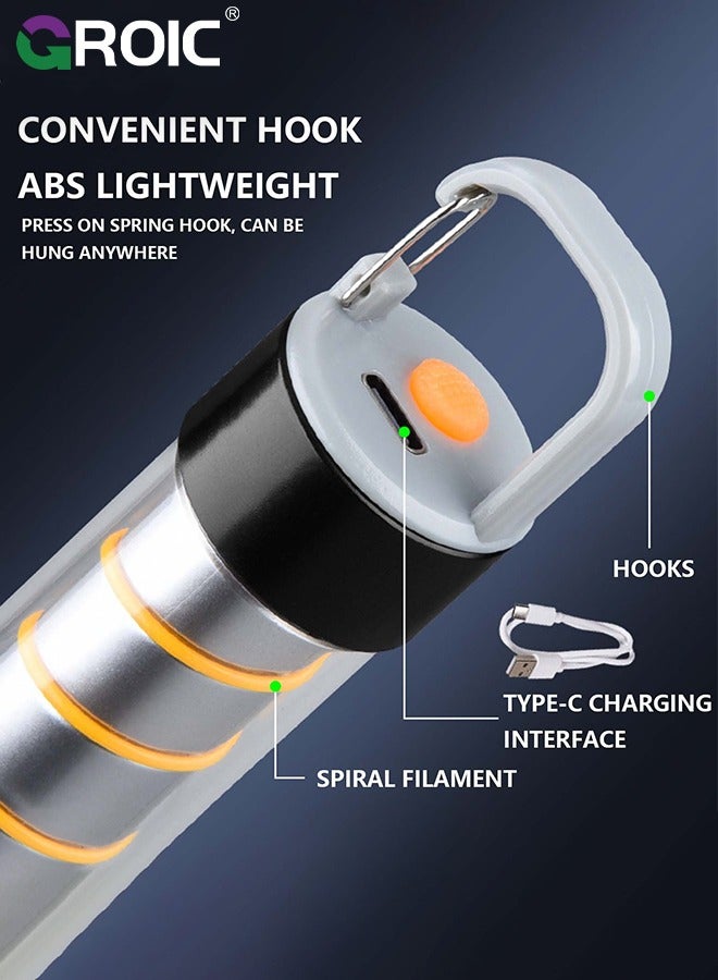 GROIC 2 in1 LED Flashlight, 500mAh Mini Strong Lamp Flashlight Charging Portable LED Outdoor Aluminum Alloy Camping Light, Waterproof Camping Tent Lights 3 Modes - Image 4