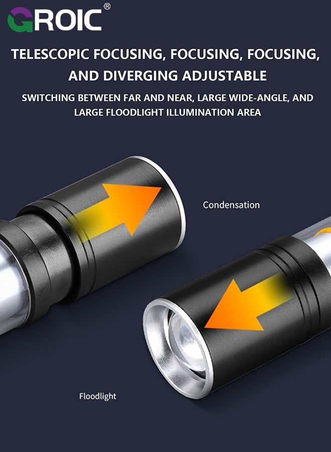 GROIC 2 in1 LED Flashlight, 500mAh Mini Strong Lamp Flashlight Charging Portable LED Outdoor Aluminum Alloy Camping Light, Waterproof Camping Tent Lights 3 Modes - Image 3