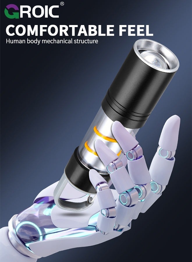 GROIC 2 in1 LED Flashlight, 500mAh Mini Strong Lamp Flashlight Charging Portable LED Outdoor Aluminum Alloy Camping Light, Waterproof Camping Tent Lights 3 Modes - Image 5