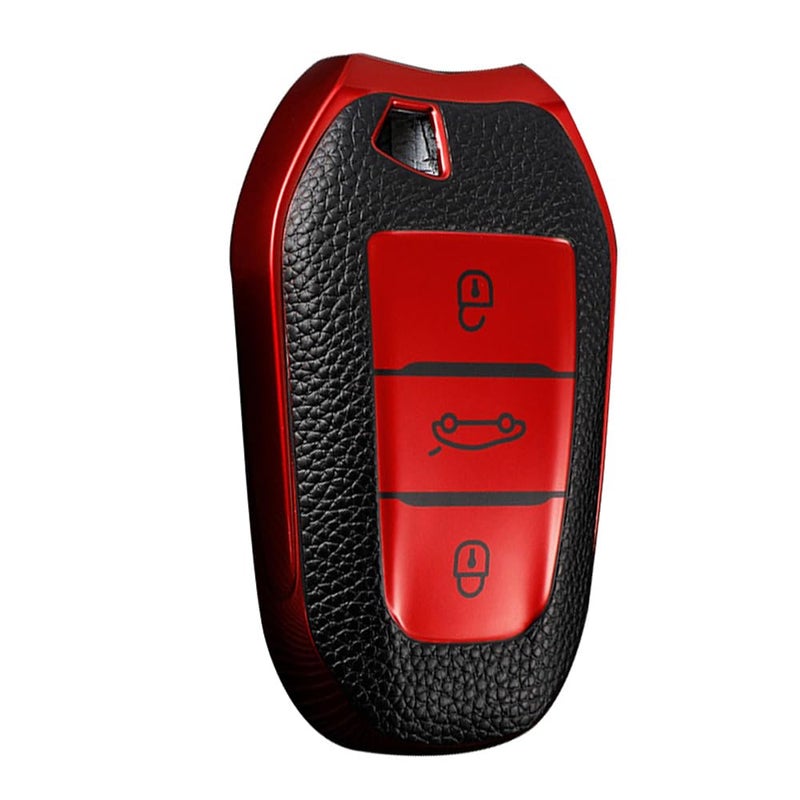 KUNIO Car Key Fob Cover Case Fit for Peugeot 308 408 508 208 3008 5008 Citroen Grand C4 Picasso C4L Key Protective Cover Keychain TPU Key Holder 3 Buttons B Red - Image 1
