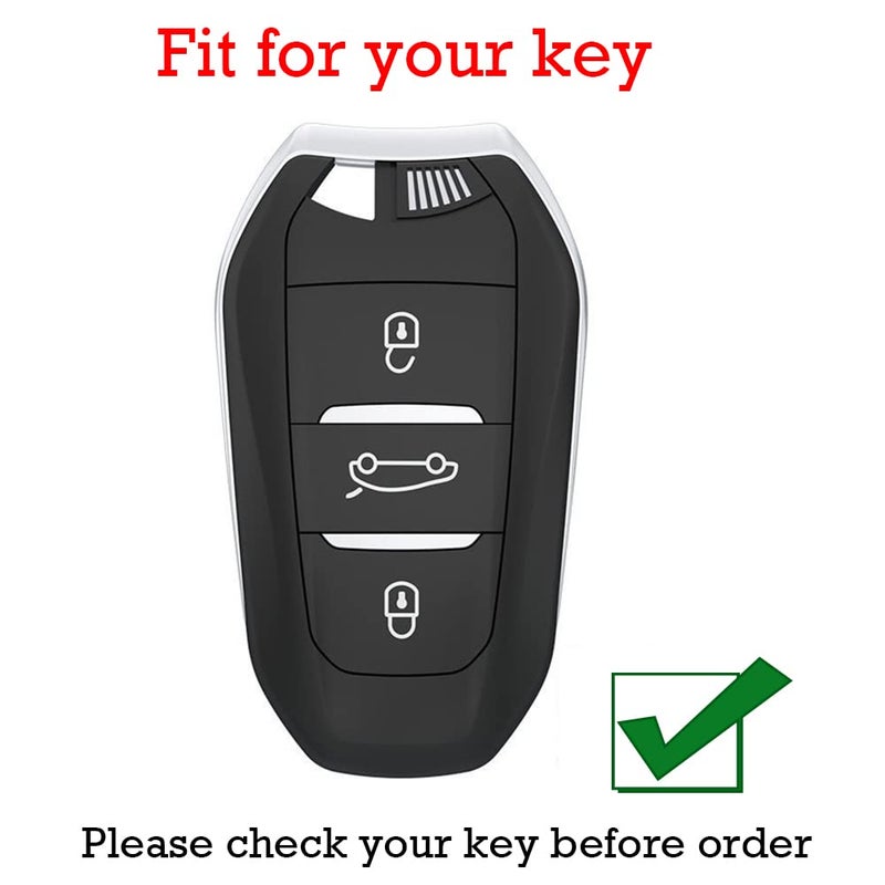 KUNIO Car Key Fob Cover Case Fit for Peugeot 308 408 508 208 3008 5008 Citroen Grand C4 Picasso C4L Key Protective Cover Keychain TPU Key Holder 3 Buttons B Red - Image 2