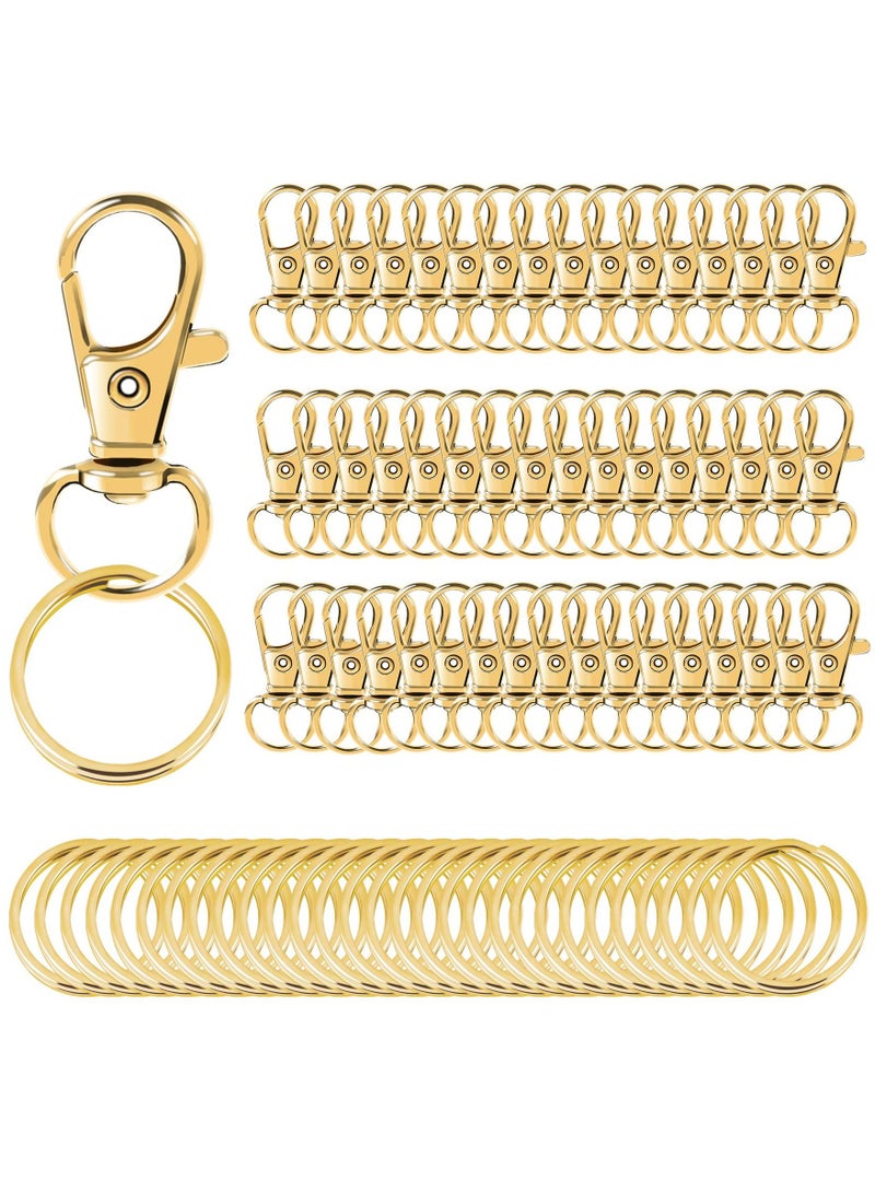 SYOSI 100PCS Gold Swivel Clasps Lanyard Snap Hooks with Key Rings Chain Clip Lobster Claw for Keychains Jewelry DIY Crafts  - Image 1