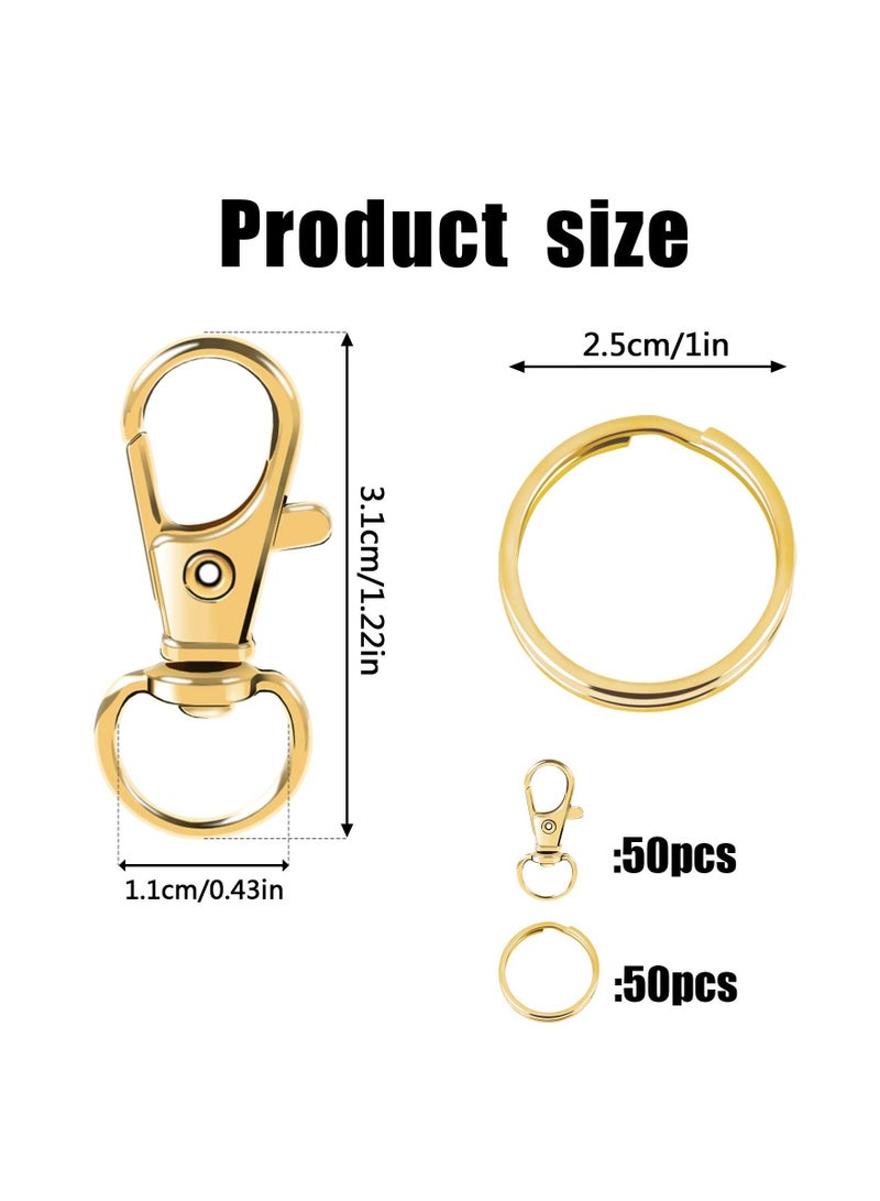 SYOSI 100PCS Gold Swivel Clasps Lanyard Snap Hooks with Key Rings Chain Clip Lobster Claw for Keychains Jewelry DIY Crafts  - Image 4