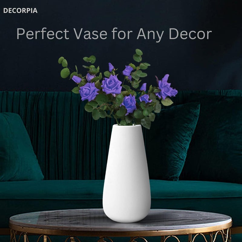 DECORPIA High Quality Large Ceramic Vase 22.9 cm, Flower Vase for Home Decoration, Vases for Flowers for Farmhouse Decor, Desk Decor, Modern Decor, Vase for Bohemian Decoration, Pampas Vase - Image 2