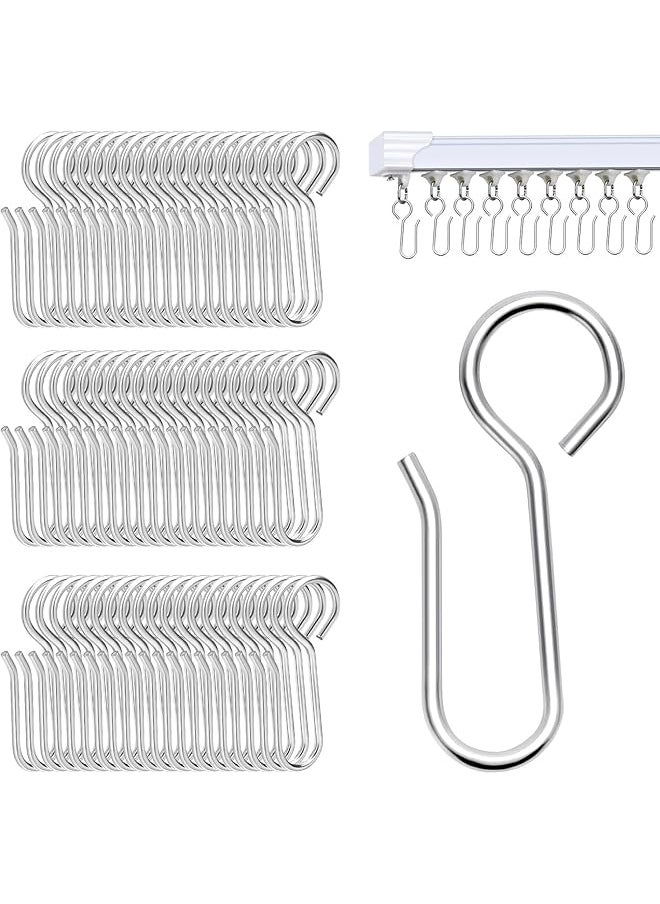 60Pcs Metal Curtain Track Hooks Shaped Small Curtain Hooks Drapery Hook Pins Curtain Wire Hooks Curtain Track Rollers For Ceiling Curtain Drape Track
