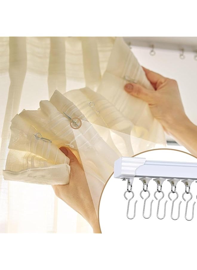 60Pcs Metal Curtain Track Hooks Shaped Small Curtain Hooks Drapery Hook Pins Curtain Wire Hooks Curtain Track Rollers For Ceiling Curtain Drape Track