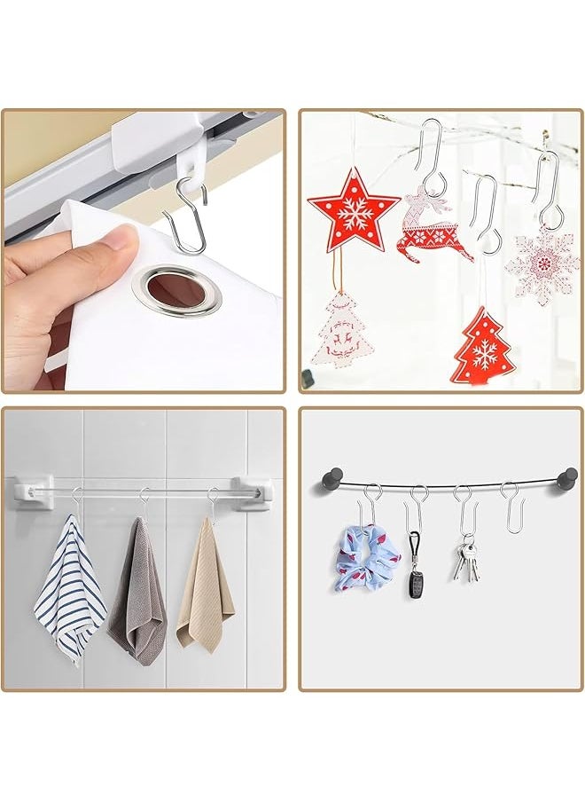 60Pcs Metal Curtain Track Hooks Shaped Small Curtain Hooks Drapery Hook Pins Curtain Wire Hooks Curtain Track Rollers For Ceiling Curtain Drape Track