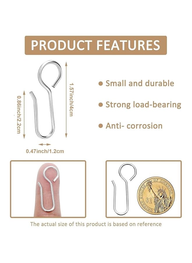 60Pcs Metal Curtain Track Hooks Shaped Small Curtain Hooks Drapery Hook Pins Curtain Wire Hooks Curtain Track Rollers For Ceiling Curtain Drape Track