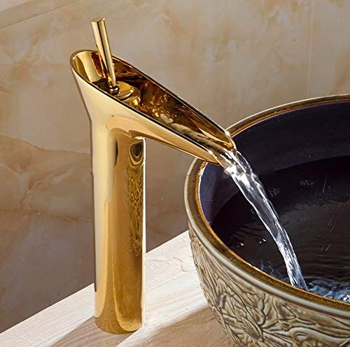 24x7 eMall Gold Basin Mixer Faucet Tap Hot and Cold, 12 Inch Height Golden Waterfall for Bathroom Toilet Wash Basins - 30 cm Height. - Image 3