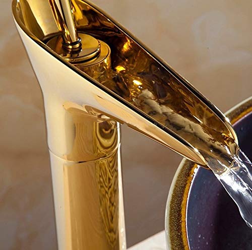 24x7 eMall Gold Basin Mixer Faucet Tap Hot and Cold, 12 Inch Height Golden Waterfall for Bathroom Toilet Wash Basins - 30 cm Height. - Image 2