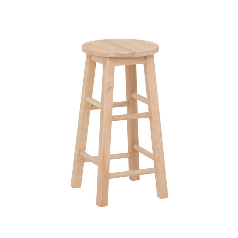 Linon Zeke Unfinished Solid Wood Backless Round Counter Stool with 24 Inch Seat Height - Image 1