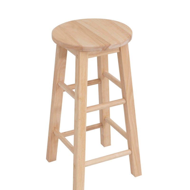 Linon Zeke Unfinished Solid Wood Backless Round Counter Stool with 24 Inch Seat Height - Image 2