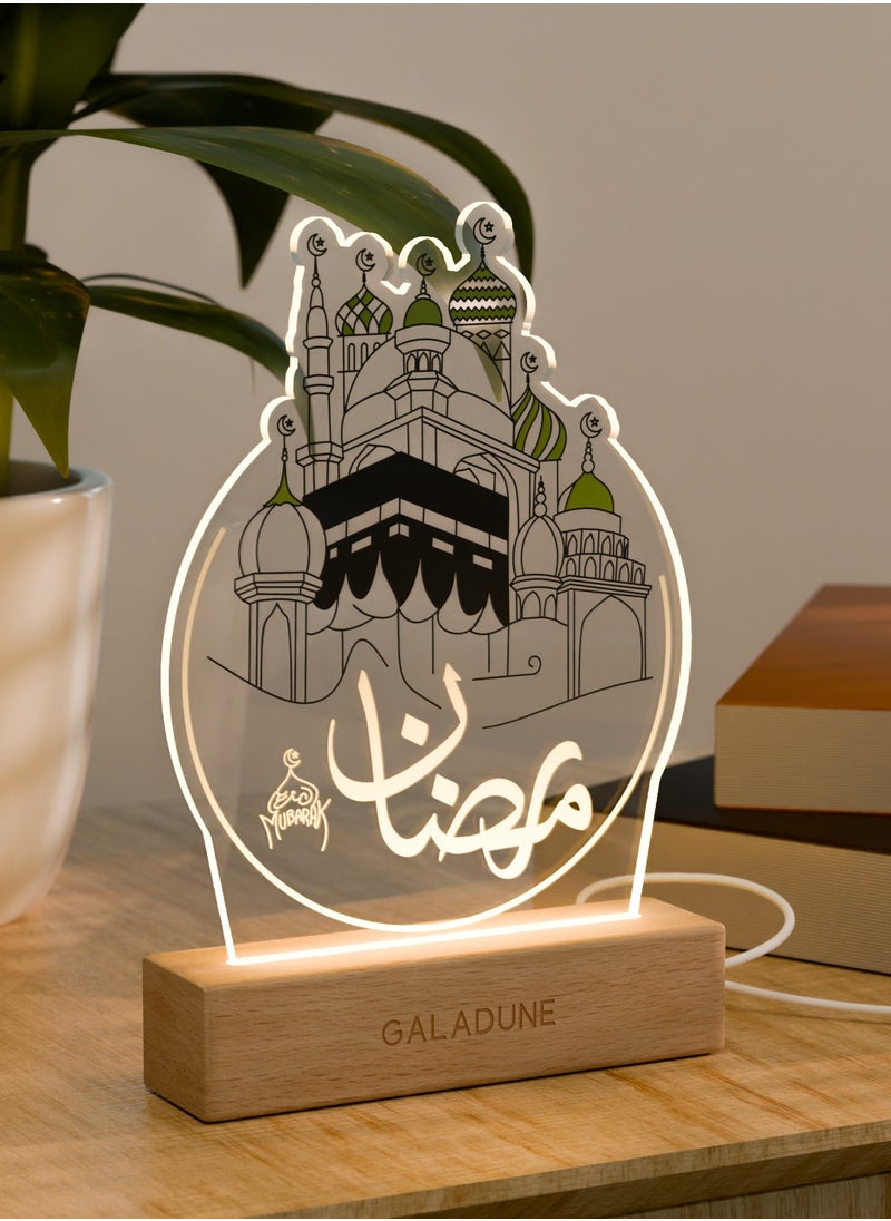GALADUNE LED Acrylic Night Light, Kaaba and Text, for Ramadan and Islamic Celebrations, Home Decor, Cafe Decor, Night Lighting  - Image 3