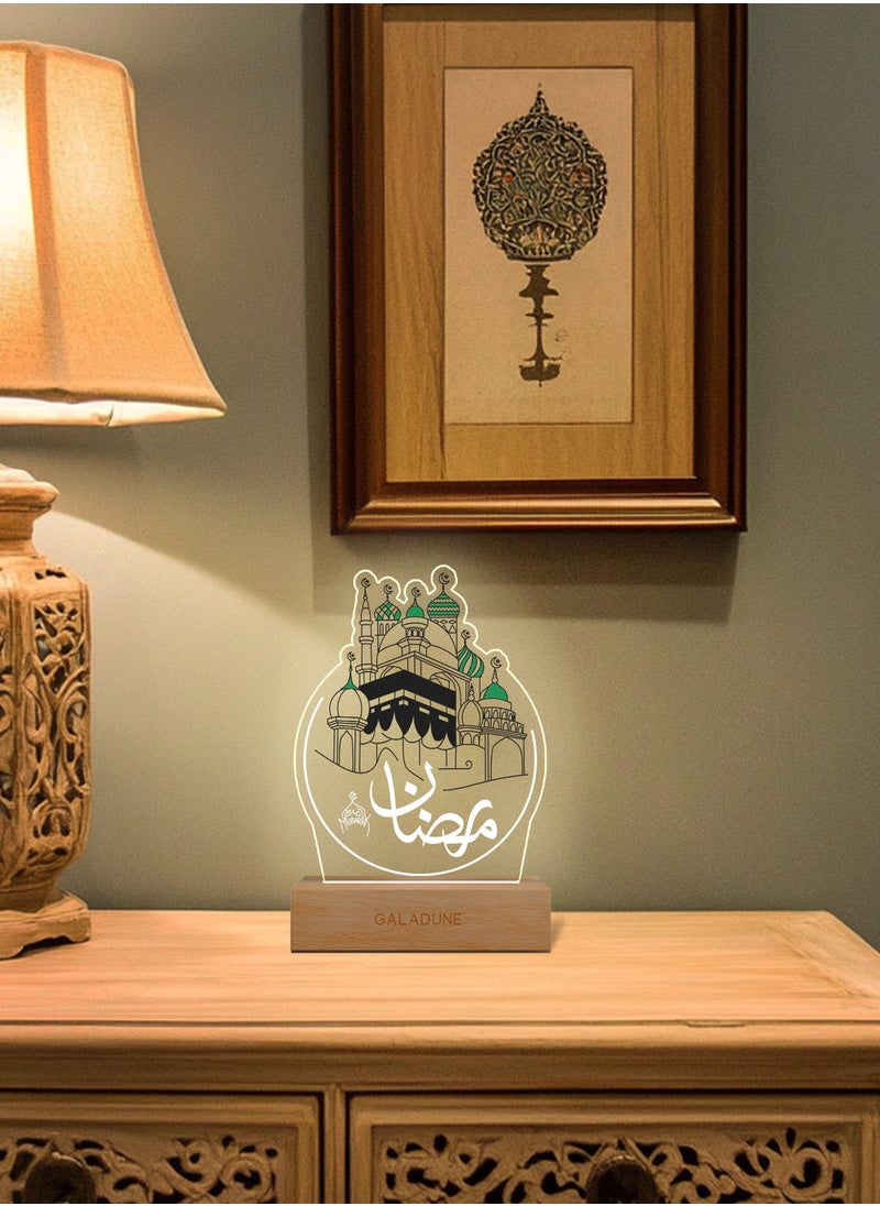GALADUNE LED Acrylic Night Light, Kaaba and Text, for Ramadan and Islamic Celebrations, Home Decor, Cafe Decor, Night Lighting  - Image 4