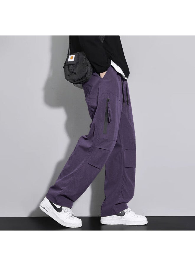 Vuug Outdoor Workwear Paratrooper Pants Autumn Winter Men's Straight-leg Casual Pants 4XL Purple - Image 2