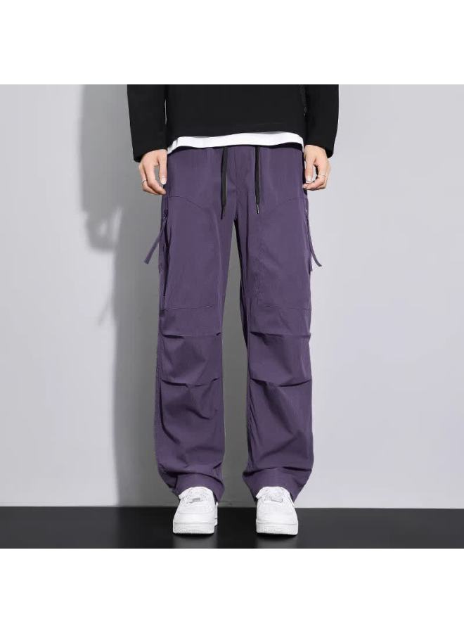 Vuug Outdoor Workwear Paratrooper Pants Autumn Winter Men's Straight-leg Casual Pants 4XL Purple - Image 1