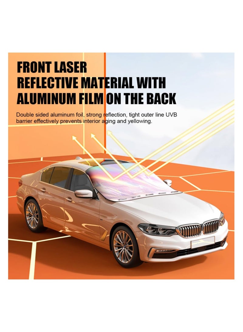 SYOSI Car Windshield Sunshade with Magnetic Suction Clamp Cover Sun Shade Laser Reflective Polyester Blocks Heat and Sun Foldable Sun Shield That Keeps Your Vehicle Cool - Image 3