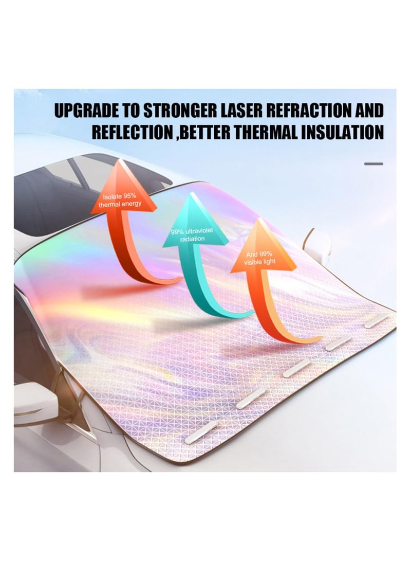 SYOSI Car Windshield Sunshade with Magnetic Suction Clamp Cover Sun Shade Laser Reflective Polyester Blocks Heat and Sun Foldable Sun Shield That Keeps Your Vehicle Cool - Image 4
