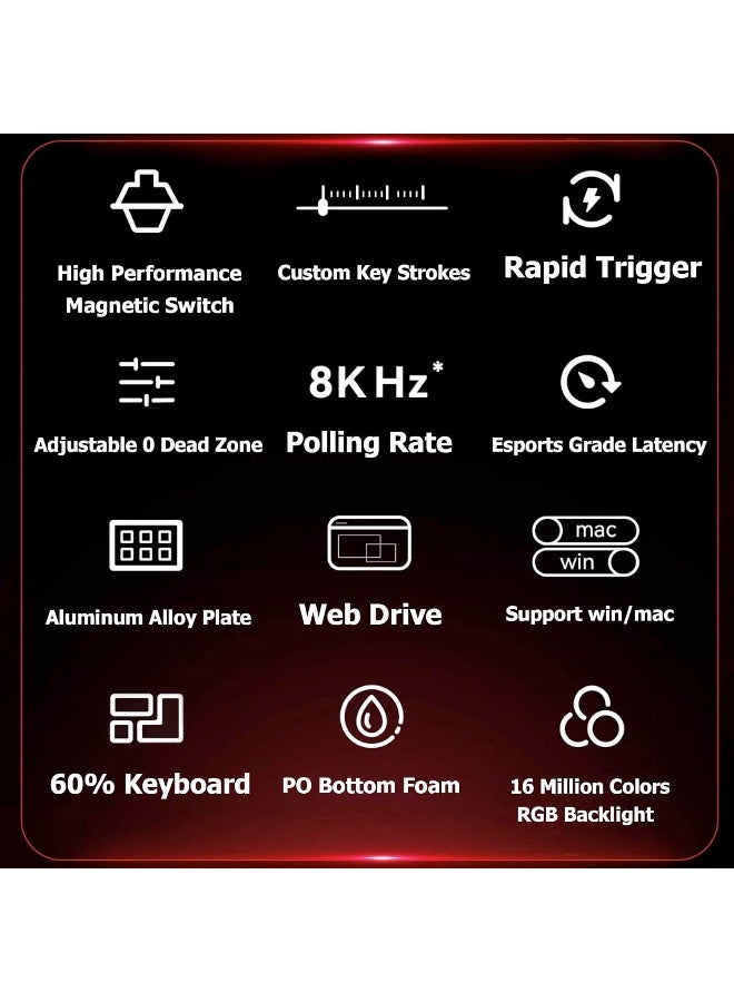 مادليونس Professional Gaming Mechanical Keyboard MAD 60 HE RGB - 1K, Magnetic Amber Pro Switches - Black - Image 5