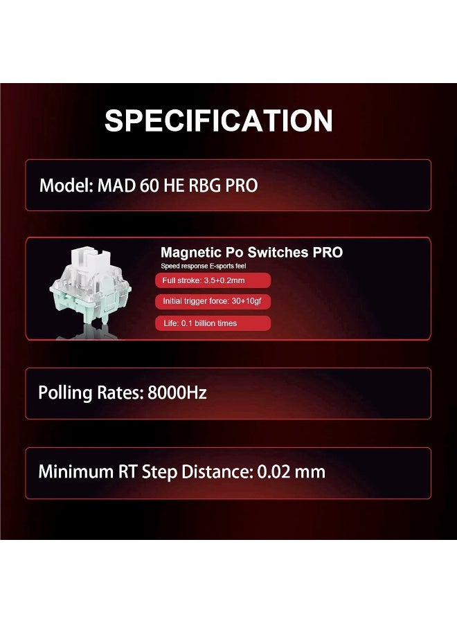 مادليونس Professional Gaming Mechanical Keyboard MAD 60 HE RGB - 1K, Magnetic Amber Pro Switches - Black - Image 4