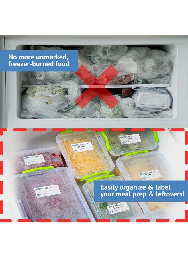 MESS Dissolvable Freezer Labels 500 Removable Food Container Labels Blank Labels For Food Containers Dissolvable Food Labels Stickers Freezer Tape Bottle Labels Jars Food Storage Labels 1X2"  - Image 5