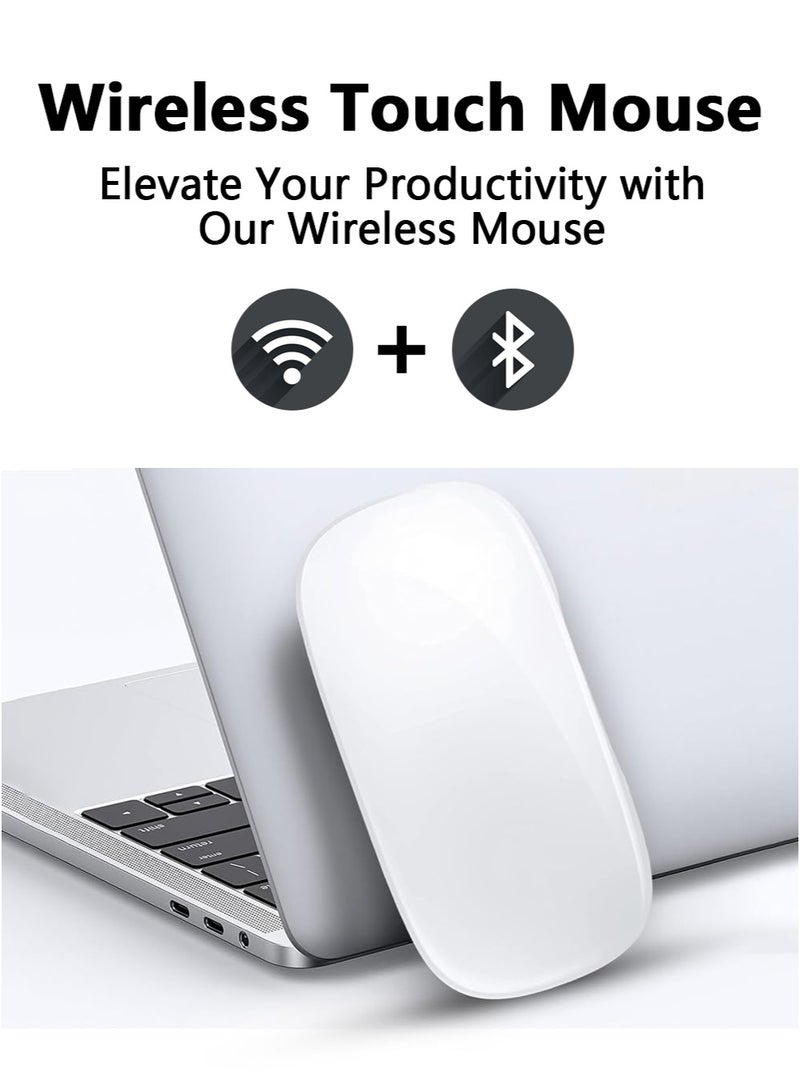 Touch Wireless Mouse White, Multi-Touch Surface, Rechargeable Wireless Touch Mouse Scrolling, Optical Precision, Strong Bluetooth 5.8GHZ, and 3500 DPI Sensor for Computer, Laptop, PC, MacBook - Image 1
