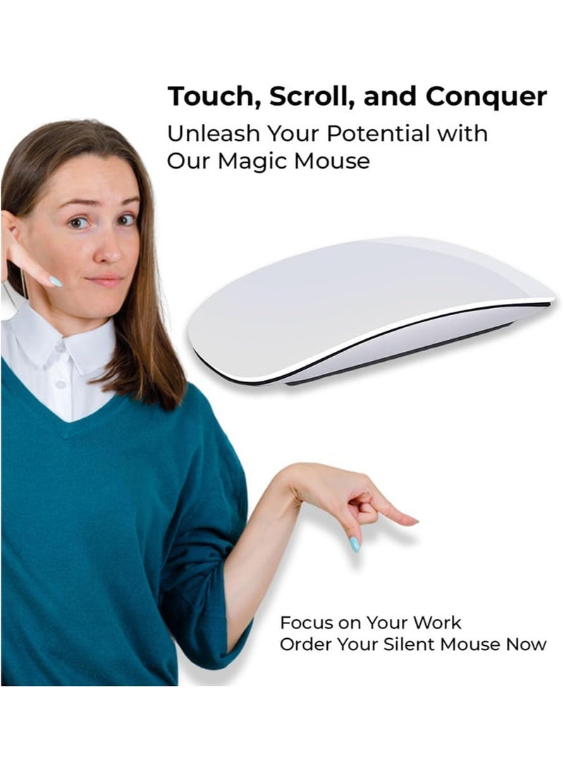 Touch Wireless Mouse White, Multi-Touch Surface, Rechargeable Wireless Touch Mouse Scrolling, Optical Precision, Strong Bluetooth 5.8GHZ, and 3500 DPI Sensor for Computer, Laptop, PC, MacBook - Image 2