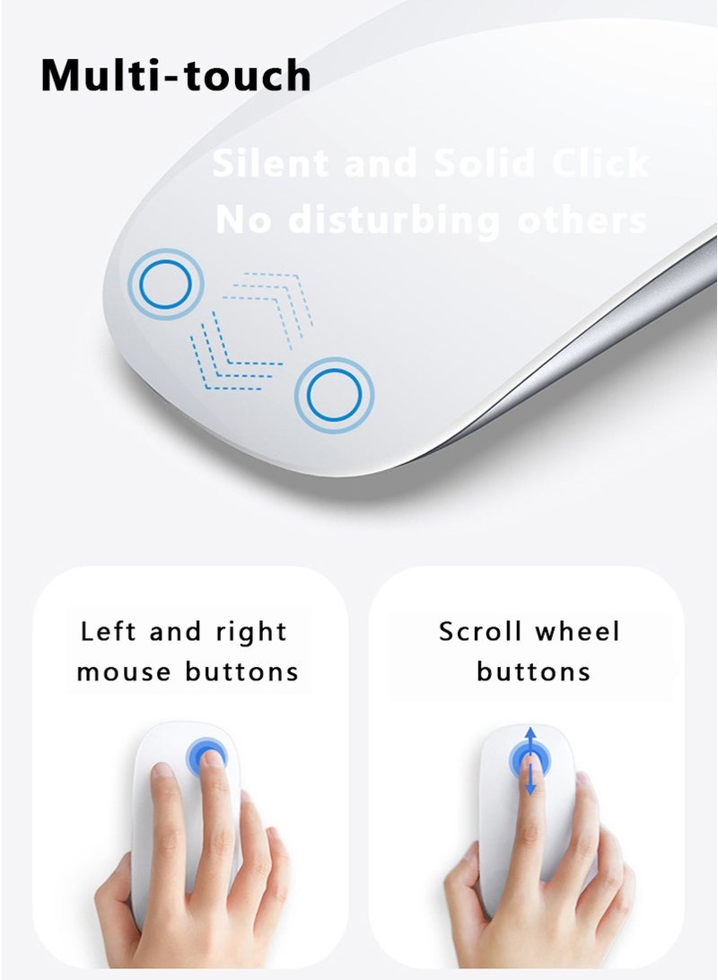 Touch Wireless Mouse White, Multi-Touch Surface, Rechargeable Wireless Touch Mouse Scrolling, Optical Precision, Strong Bluetooth 5.8GHZ, and 3500 DPI Sensor for Computer, Laptop, PC, MacBook - Image 5