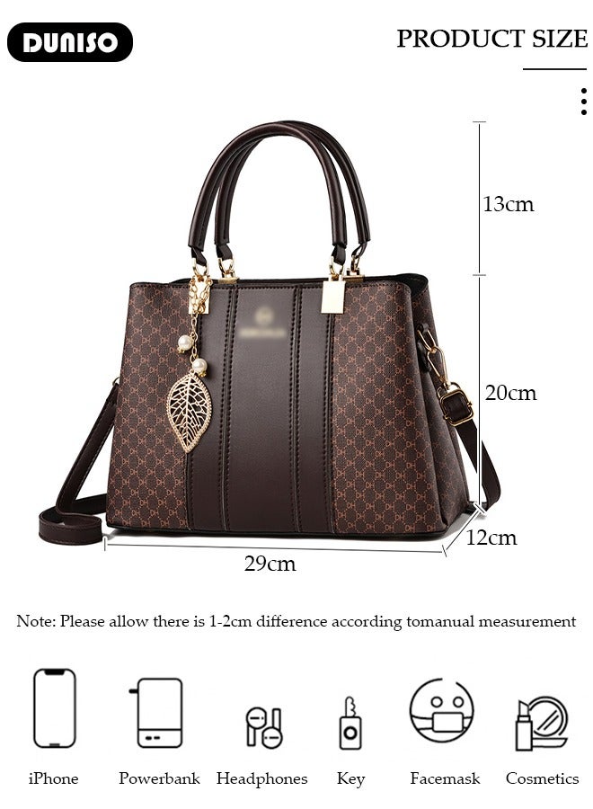 DUNISO Crossbody Purses And Handbags For Women,Large Capacity Pu Leather Tote With Top Handle, Printed And Color Matching Satchel With Zipper,Shoulder Bags For Travel And Daily Life  - Image 4