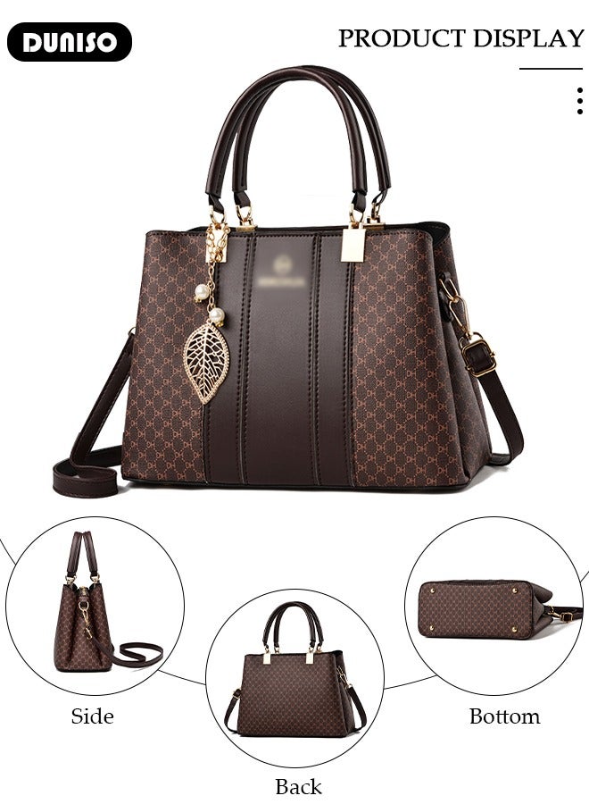 DUNISO Crossbody Purses And Handbags For Women,Large Capacity Pu Leather Tote With Top Handle, Printed And Color Matching Satchel With Zipper,Shoulder Bags For Travel And Daily Life  - Image 5