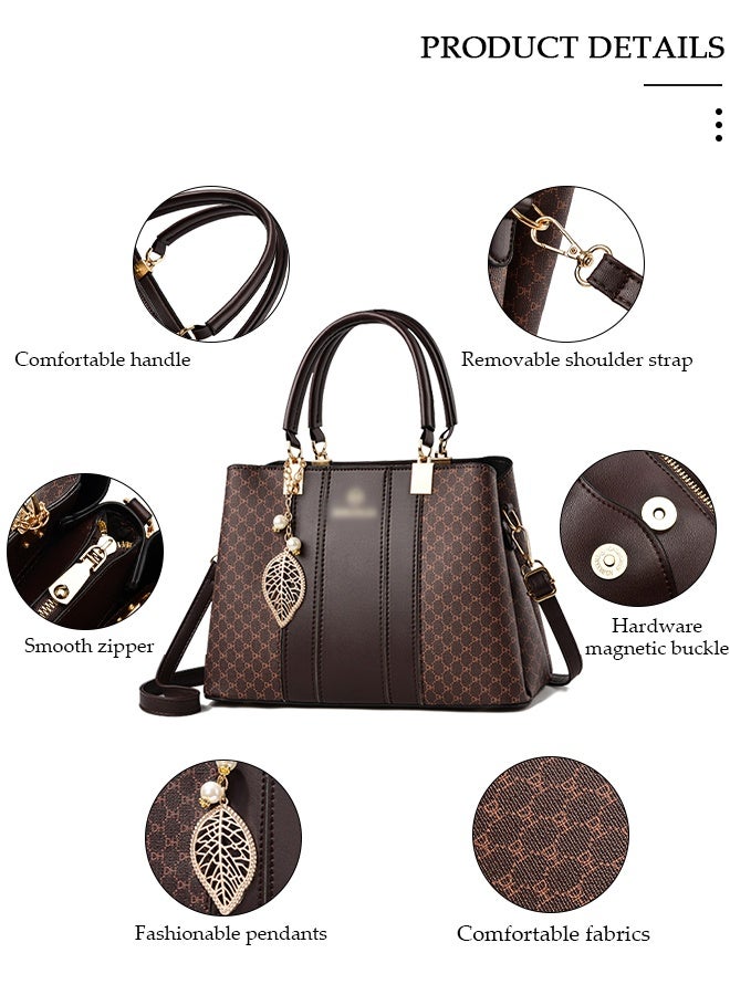 DUNISO Crossbody Purses And Handbags For Women,Large Capacity Pu Leather Tote With Top Handle, Printed And Color Matching Satchel With Zipper,Shoulder Bags For Travel And Daily Life - Image 3