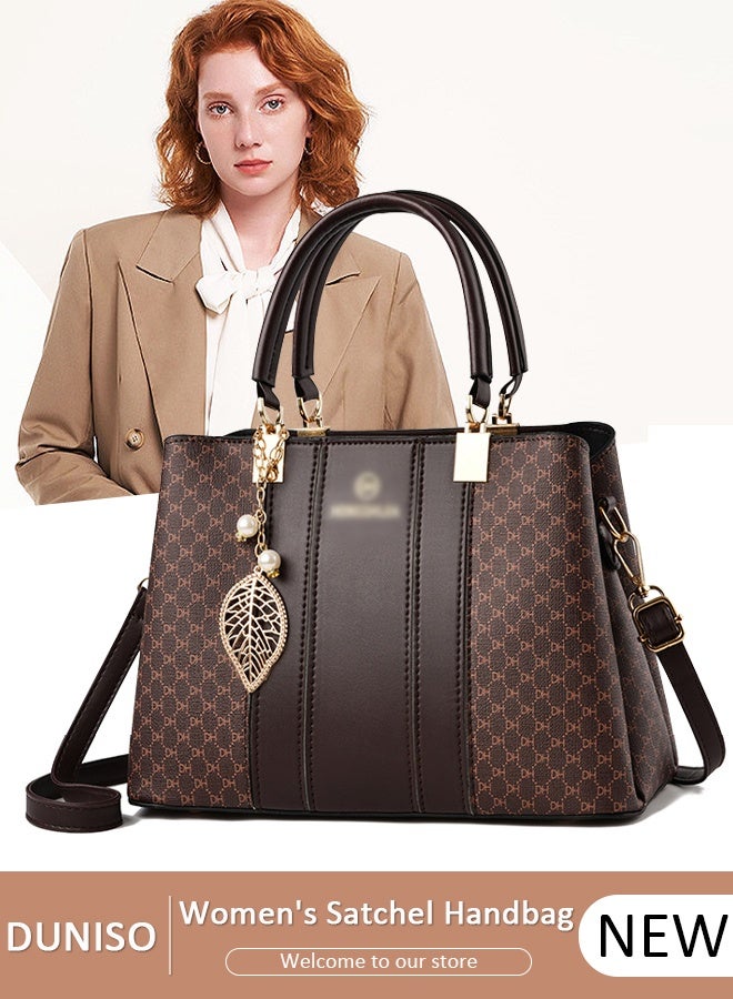 DUNISO Crossbody Purses And Handbags For Women,Large Capacity Pu Leather Tote With Top Handle, Printed And Color Matching Satchel With Zipper,Shoulder Bags For Travel And Daily Life - Image 1