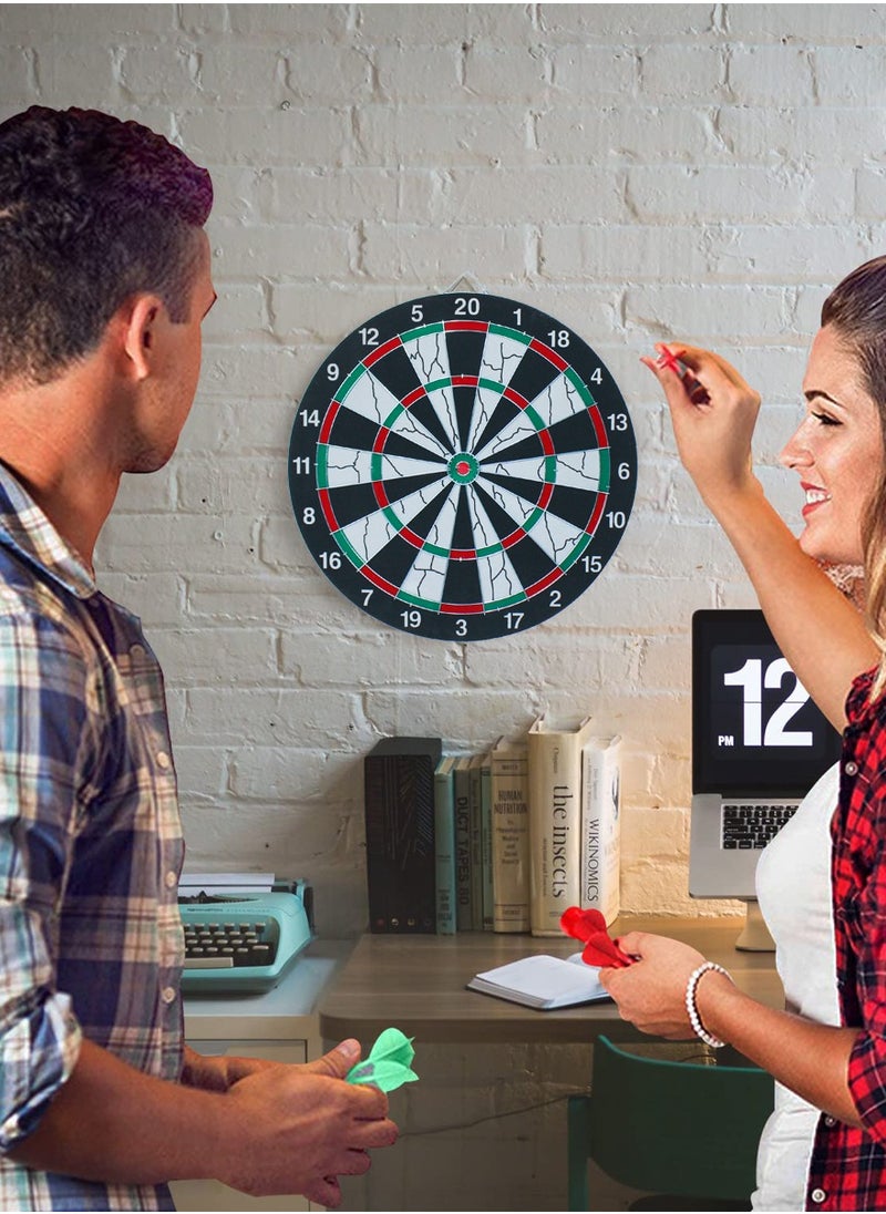 QUTOOB - Double Sided Dartboard Game Set For Family, Friends, Couples, Colleagues And Tournaments, High Quality 15 Inch Dart Board With 6 High Quality Darts In 2 Design, Double Sided Game For More Fun - Image 1