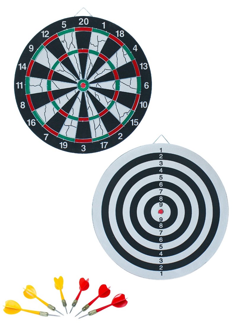 QUTOOB - Double Sided Dartboard Game Set For Family, Friends, Couples, Colleagues And Tournaments, High Quality 15 Inch Dart Board With 6 High Quality Darts In 2 Design, Double Sided Game For More Fun - Image 1