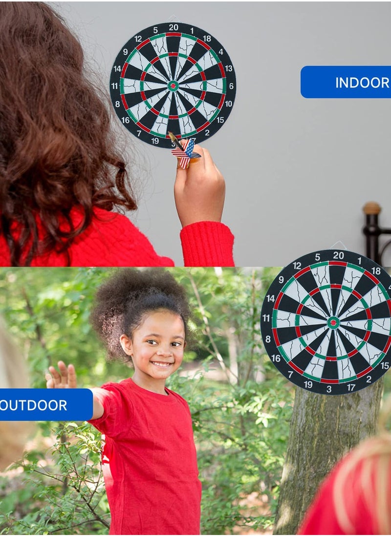 QUTOOB - Double Sided Dartboard Game Set For Family, Friends, Couples, Colleagues And Tournaments, High Quality 15 Inch Dart Board With 6 High Quality Darts In 2 Design, Double Sided Game For More Fun - Image 1