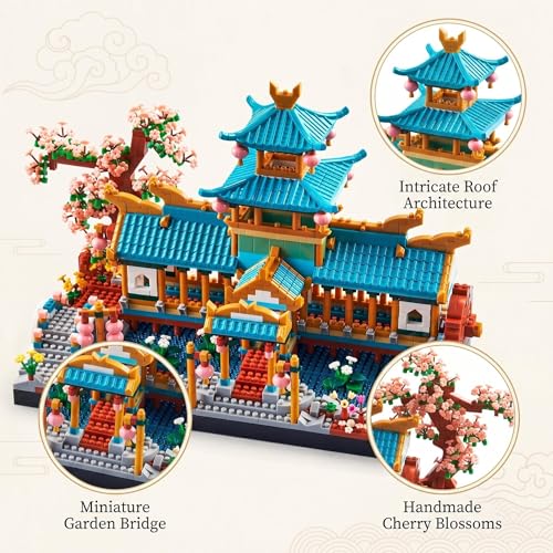 JXRLMB 7626 PCS Micro Building Blocks Set Chinese Peachtree Model for Adults Decorative Creative Present for Adult Age of 14 Cherry Blossom Tree Building Set - Image 5
