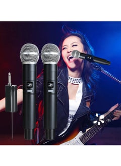 Wireless Microphone UHF Dual Portable Handheld Dynamic Karaoke Mic with Rechargeable Receiver Cordless Karaoke System for PA System Speaker Amplifier Family Party Singing Meeting