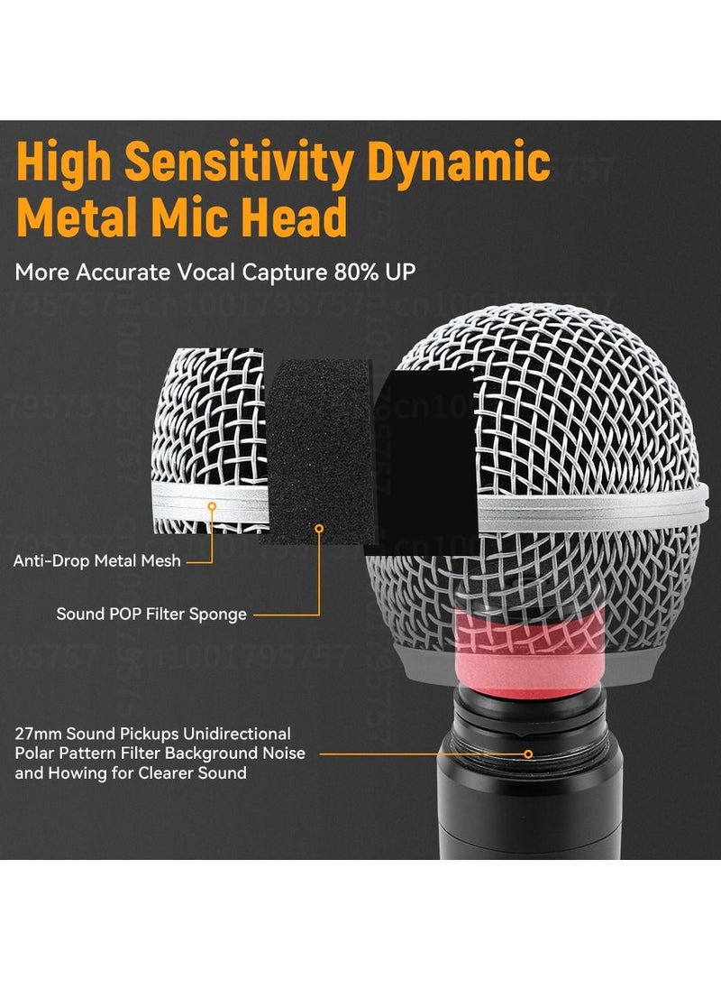 Arabest - Wireless Microphone UHF Dual Portable Handheld Dynamic Karaoke Mic with Rechargeable Receiver Cordless Karaoke System for PA System Speaker Amplifier Family Party Singing Meeting - Image 1