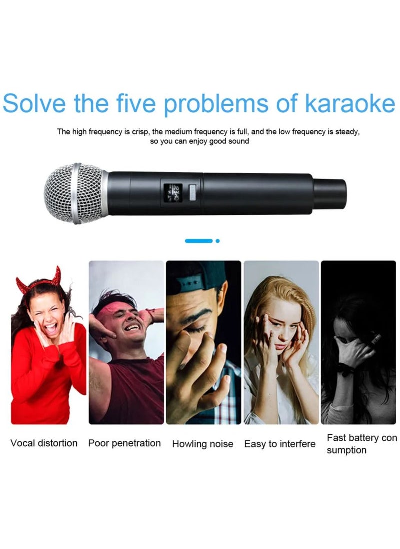 Arabest - Wireless Microphone UHF Dual Portable Handheld Dynamic Karaoke Mic with Rechargeable Receiver Cordless Karaoke System for PA System Speaker Amplifier Family Party Singing Meeting - Image 1