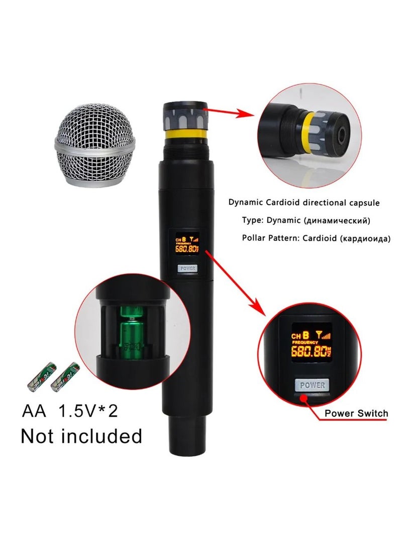 Arabest - Wireless Microphone UHF Dual Portable Handheld Dynamic Karaoke Mic with Rechargeable Receiver Cordless Karaoke System for PA System Speaker Amplifier Family Party Singing Meeting - Image 1