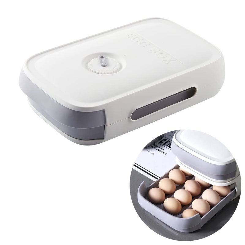 White Kitchen DrawerType Egg Storage Box  Refrigerator Fresh Keeping Container  Household Egg Holder