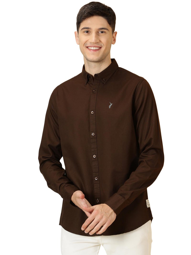 Thomas Scott Men's Button Down Collar Slim Fit Casual Shirt (Coffee, XX-Large) - Image 1