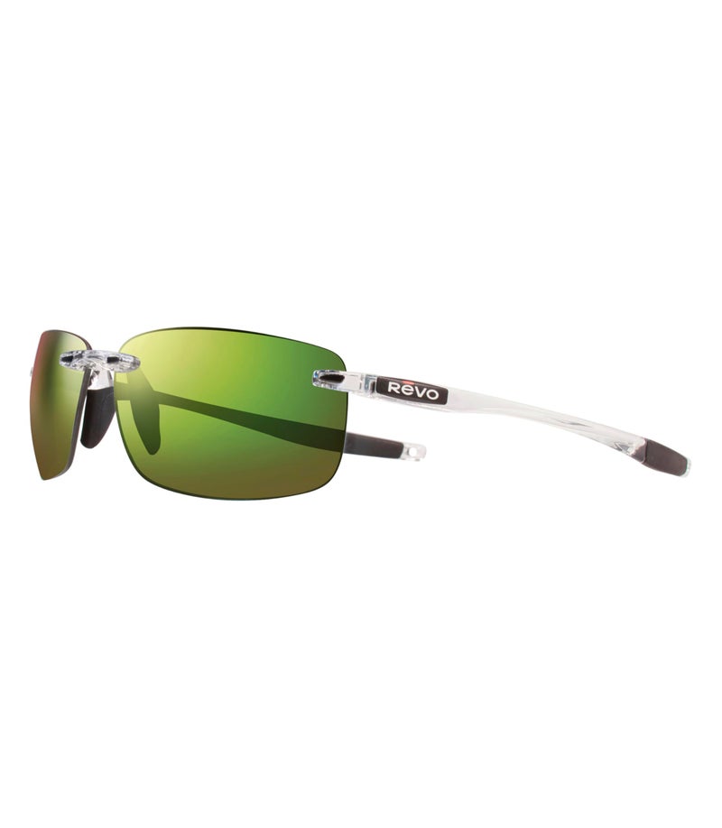 Revo Sunglasses Descend N: Polarized Lens with Rimless Rectangular Frame, Crystal Frame with Evergreen Lens - Image 1