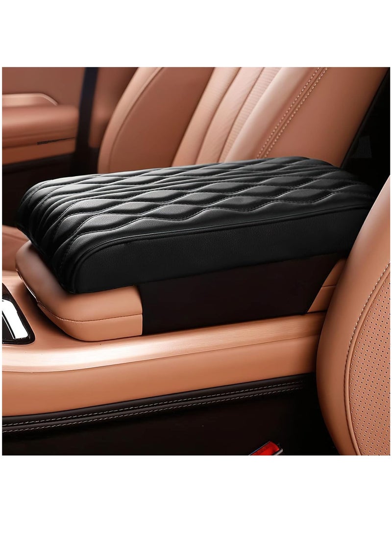 Car Center Console heighten Cover, Leather Memory Foam Car Armrest Booster Pads, Leather Car Armrest Cover Protector, Suitable for Most Vehicles, SUVs, Trucks, Cars (Black) - Image 1