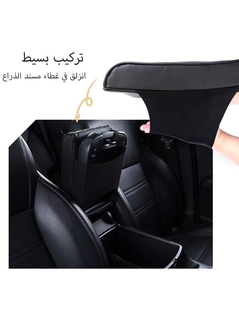 Car Center Console heighten Cover, Leather Memory Foam Car Armrest Booster Pads, Leather Car Armrest Cover Protector, Suitable for Most Vehicles, SUVs, Trucks, Cars (Black) - Image 4
